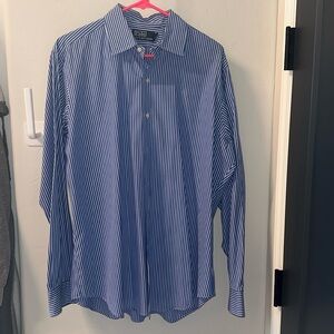 Men’s Polo Ralph Lauren size Large blue and white striped dress shirt